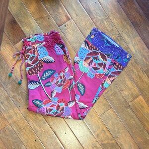 FARM Rio Pink and Purple Floral Cropped Pants